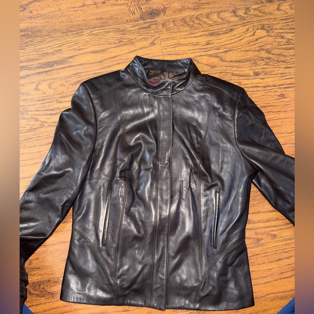 Vintage Cole Haan 100% Lambskin Brown Leather Jacket